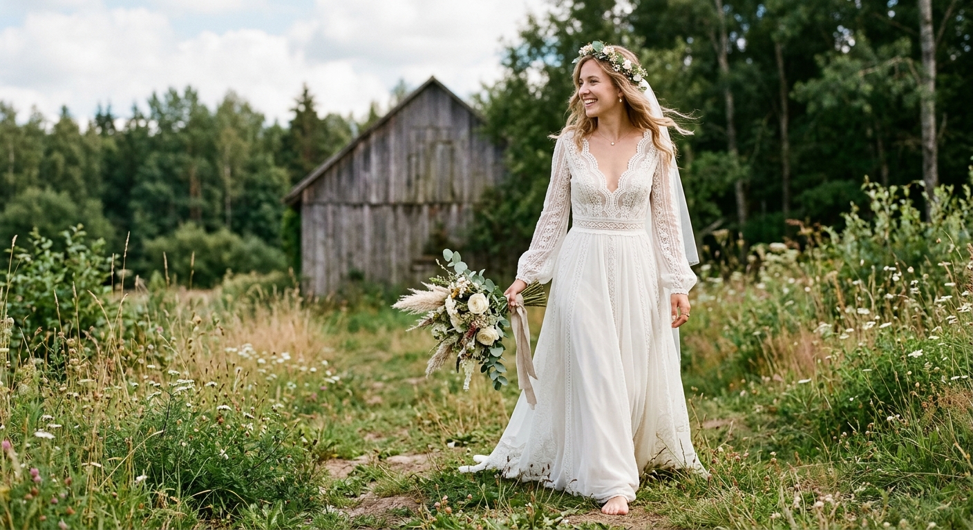 Suknia ślubna boho dopasowana do Ciebie